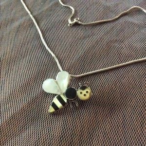 ZUNI handmade bumble bee necklace mother of pearl
